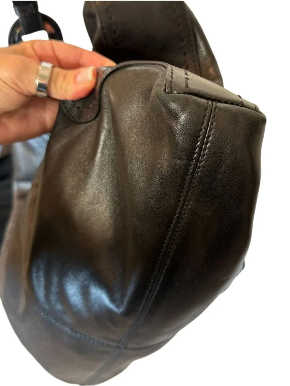 Versace Black Leather Medusa Embossed Hobo Shoulder Bag - OS
